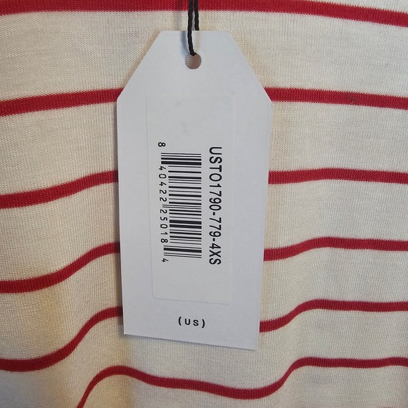 Universal Standard Long Sleeve Striped T-Shirt Top Red Cream 4XS=XS NWT - Picture 6 of 8